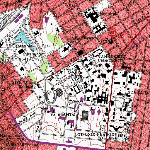 Topographic Map of Saint Augustine Chapel, TN