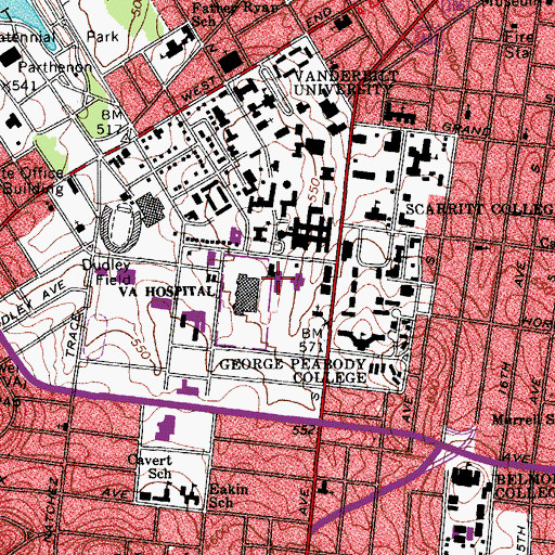 Topographic Map of Light Hall, TN