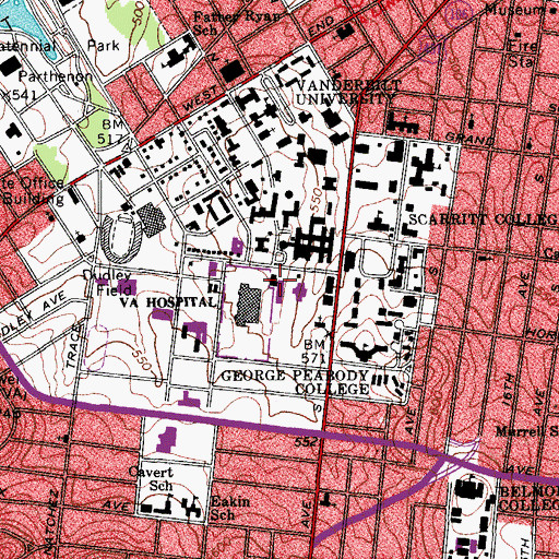 Topographic Map of Langford Auditorium, TN