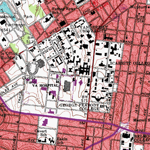 Topographic Map of Eskind Biomedical Library, TN