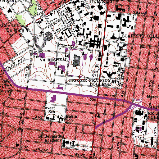 Topographic Map of Page-Campbell Heart Institute, TN