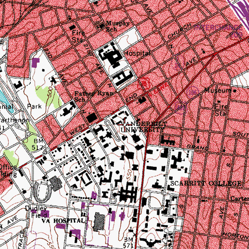 Topographic Map of Curry Field, TN