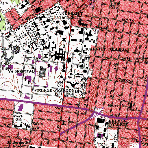 Topographic Map of Peabody Esplanade, TN