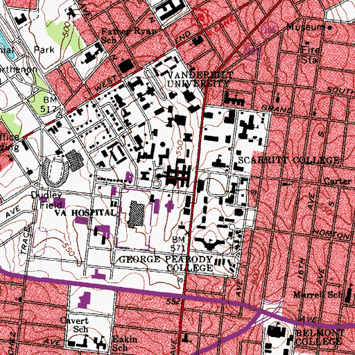 Topographic Map of Medical Center North, TN
