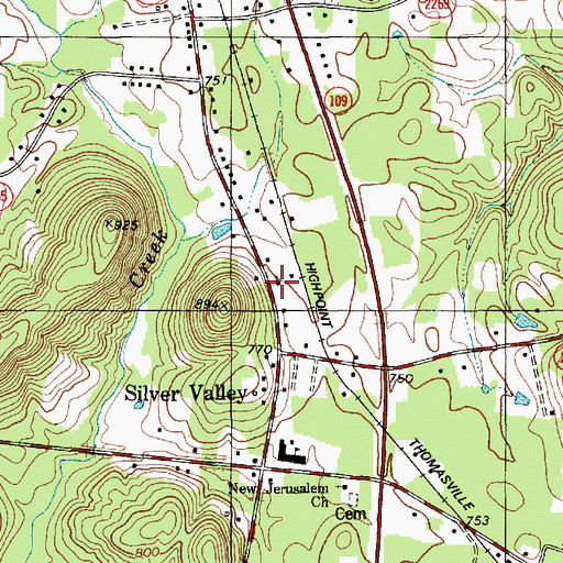 Topographic Map of Silver Valley Church of God, NC