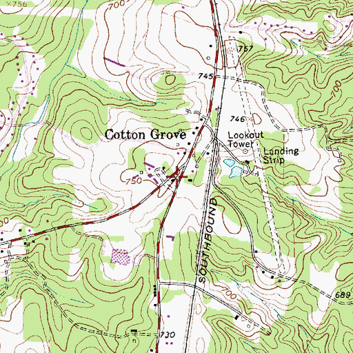 Topographic Map of Cotton Grove United Methodist Church, NC