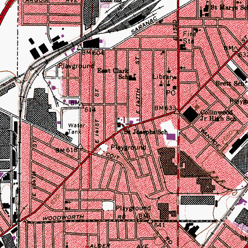 Topographic Map of Collinwood Community Hunger Center, OH