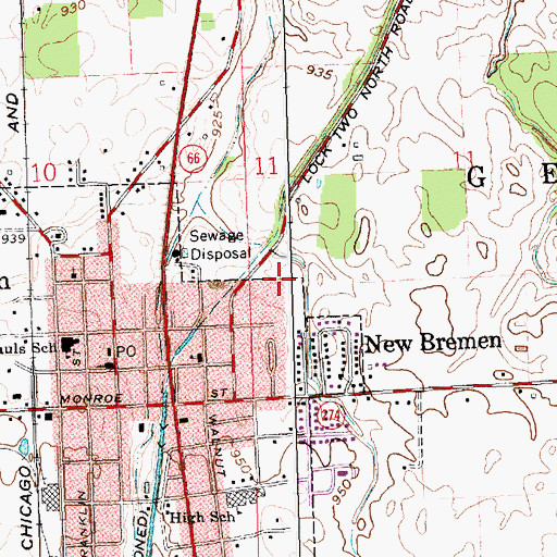 Topographic Map of Bremenfest Park, OH