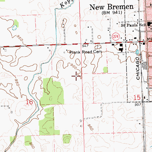 Topographic Map of Bunker Hill Industrial Park, OH