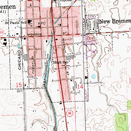 Topographic Map of Calvary Open Bible Church, OH