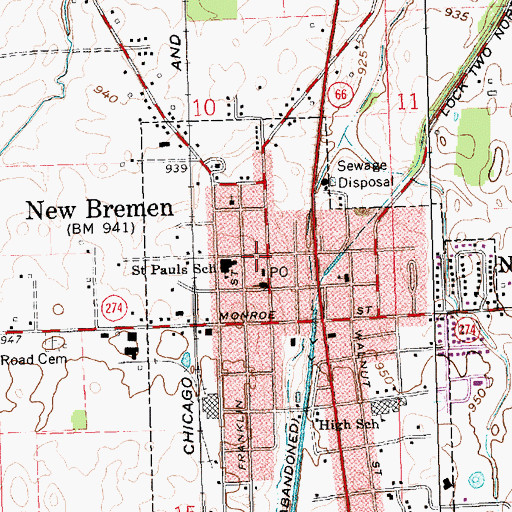 Topographic Map of German Township House, OH