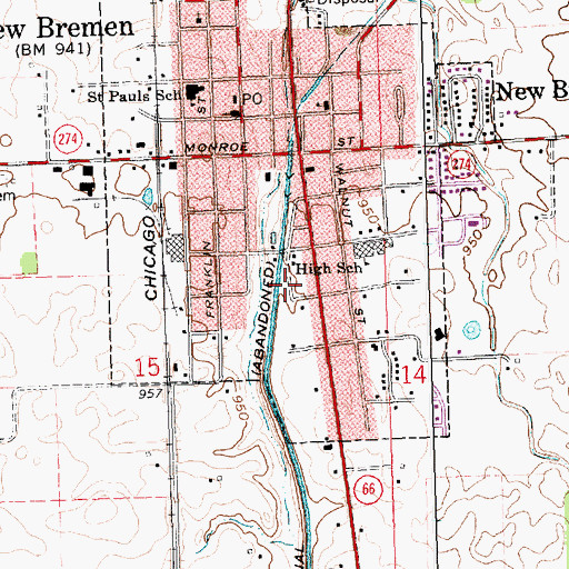 Topographic Map of Jaycees Park, OH