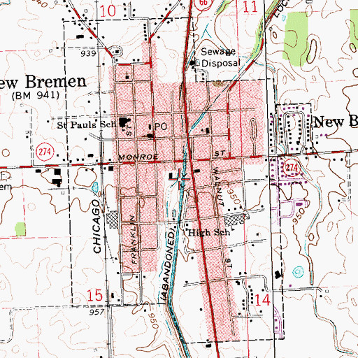 Topographic Map of Lock One Park, OH