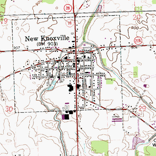 Topographic Map of New Knoxville Community Library, OH