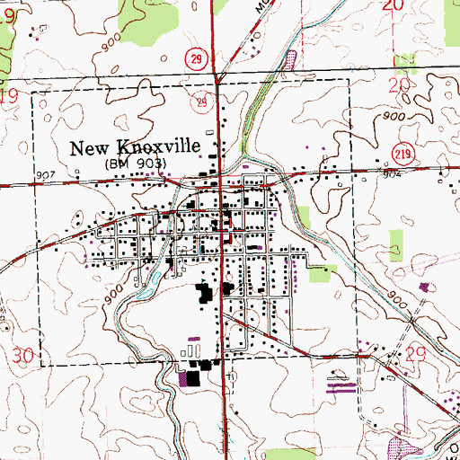 Topographic Map of New Knoxville Heritage Center, OH