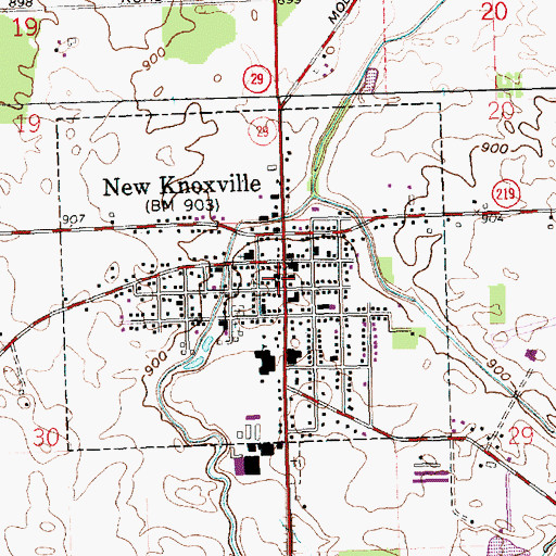 Topographic Map of New Knoxville Post Office, OH