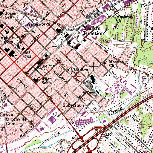 Topographic Map of Emmanuel Baptist Church, NC
