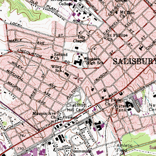 Topographic Map of Four Square Gospel Church, NC