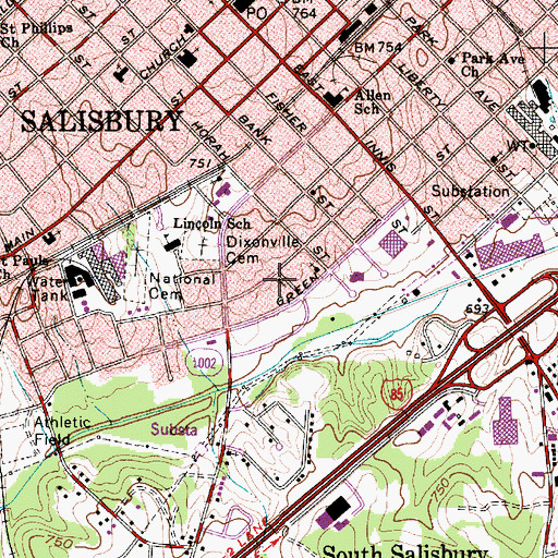 Topographic Map of Halls Chapel, NC