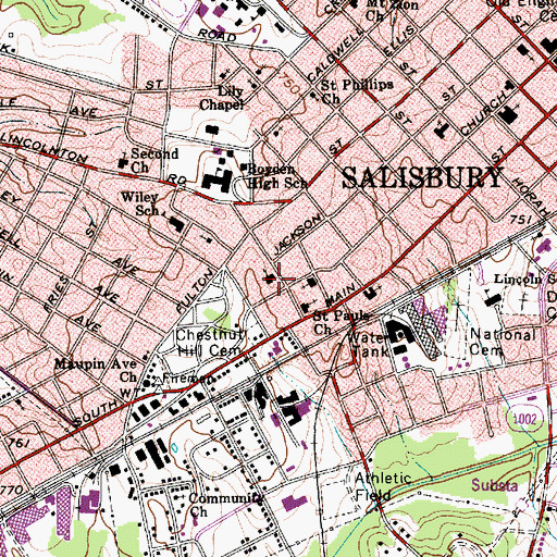 Topographic Map of Haven Evangelical Lutheran Church, NC
