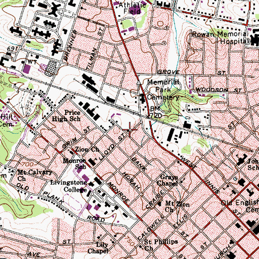Topographic Map of Our Lady of Victories Mission, NC