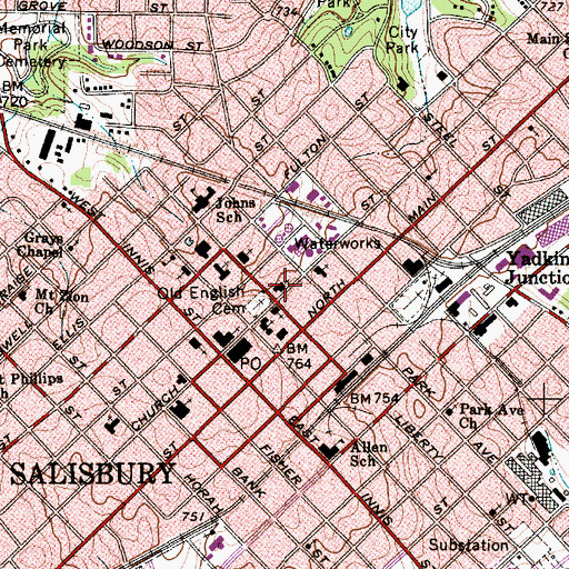 Topographic Map of Soldiers Memorial African Methodist Episcopal Zion Church, NC
