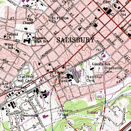 Topographic Map of Stallings Memorial Baptist Church, NC