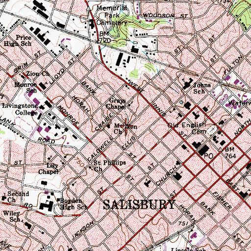 Topographic Map of Trinity United Presbyterian Church, NC