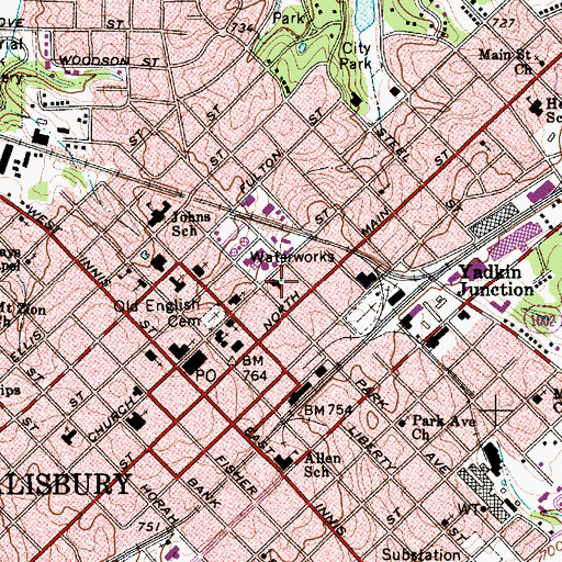 Topographic Map of Zion Baptist Church, NC