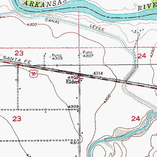 Topographic Map of Elder, CO