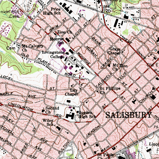 Topographic Map of Hood Theological Seminary, NC