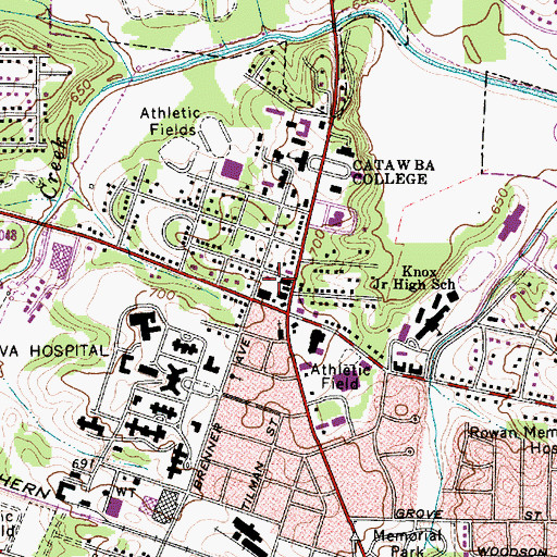Topographic Map of Salisbury Business College, NC