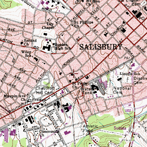Topographic Map of Coburn Memorial Methodist Church, NC