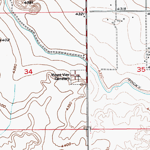 Topographic Map of Mountain View Cemetery, CO