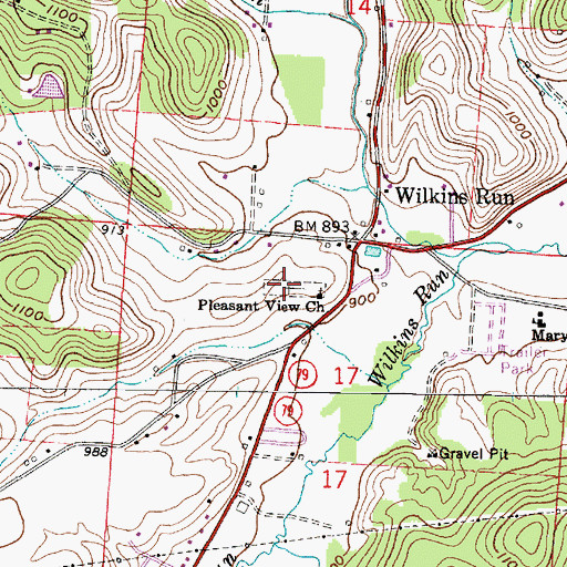 Topographic Map of Barnes Cemetery, OH