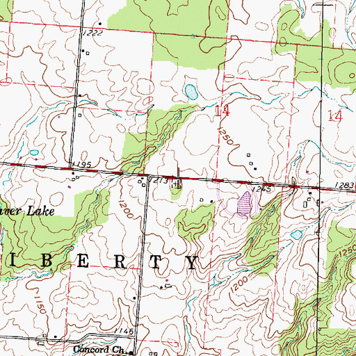 Topographic Map of Channel Cemetery, OH