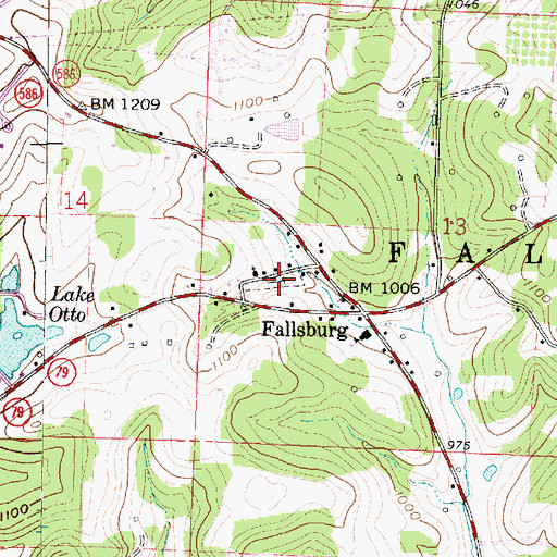 Topographic Map of Fallsburg Cemetery, OH