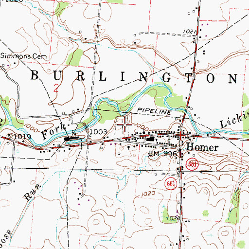 Topographic Map of Homer Cemetery, OH