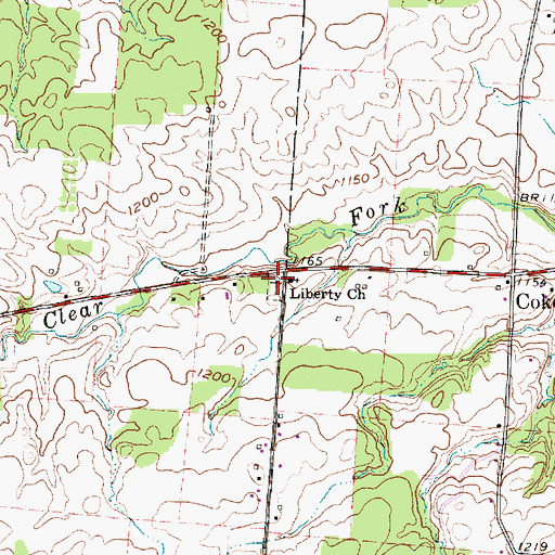 Topographic Map of Liberty Cemetery, OH