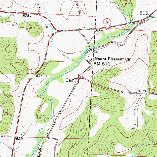 Topographic Map of Mount Pleasant Cemetery, OH