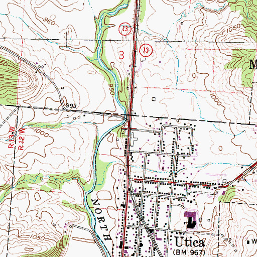 Topographic Map of Utica Cemetery, OH