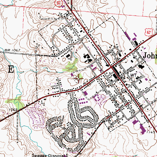 Topographic Map of Johnstown Cemetery, OH