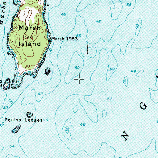 Topographic Map of Unorganized Territory of Louds Island, ME