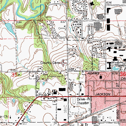 Topographic Map of Old Macomb Cemetery, IL