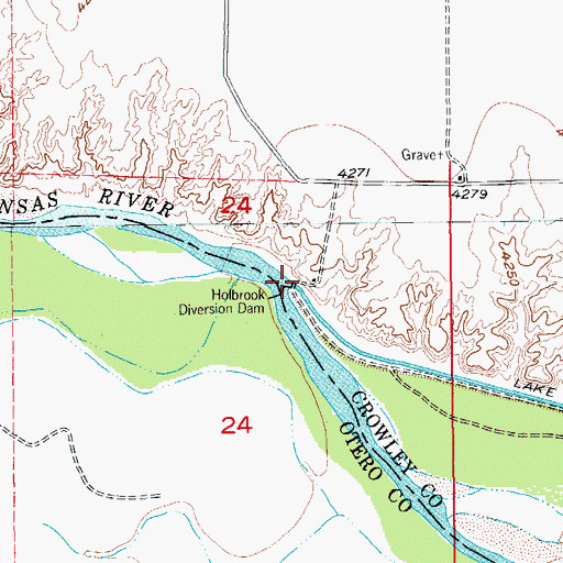 Topographic Map of Holbrook Diversion Dam, CO
