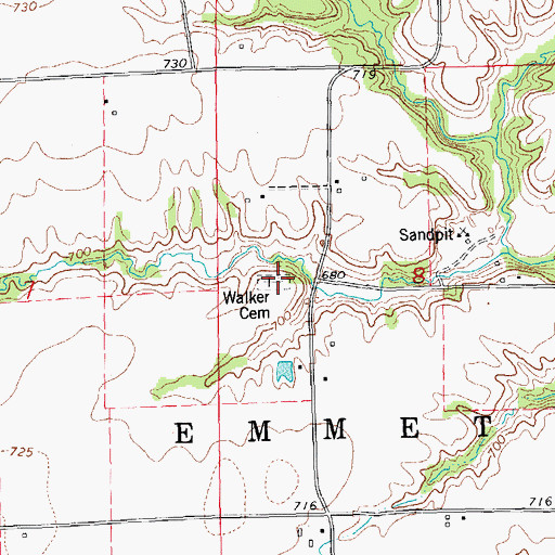 Topographic Map of Pennington Number 1 Cemetery, IL