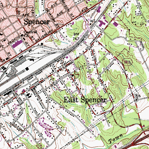 Topographic Map of East Spencer Baptist Church, NC