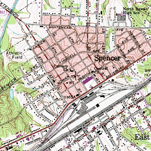 Topographic Map of First Baptist Church, NC