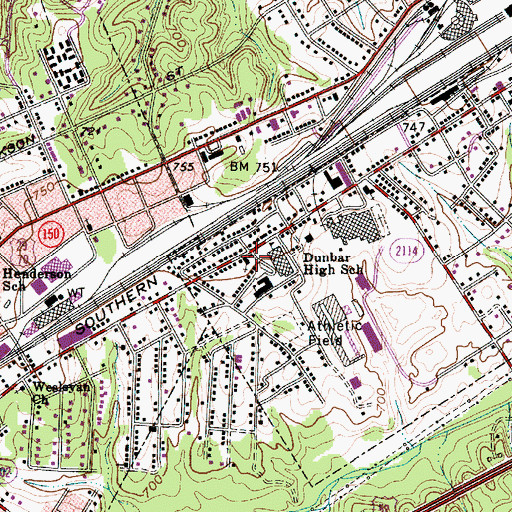 Topographic Map of Southern City Tabernacle African Methodist Episcopal Zion Church, NC