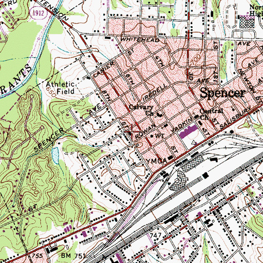 Topographic Map of Spencer Methodist Protestant Church, NC